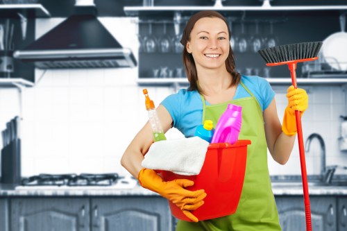 Local cleaners working in a Queens Park flat or converted building