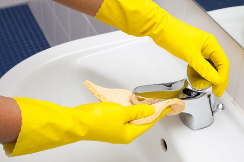 Workspace sanitation and floor cleaning in a Queens Park office